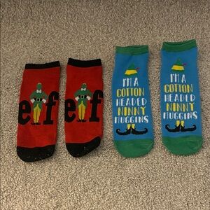 Elf Themed Red and Blue Socks Set